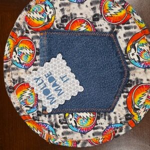 HAND CRAFTED Tortilla Holder UPCYCLED Blue Denim Greatful Dead  9 Inch